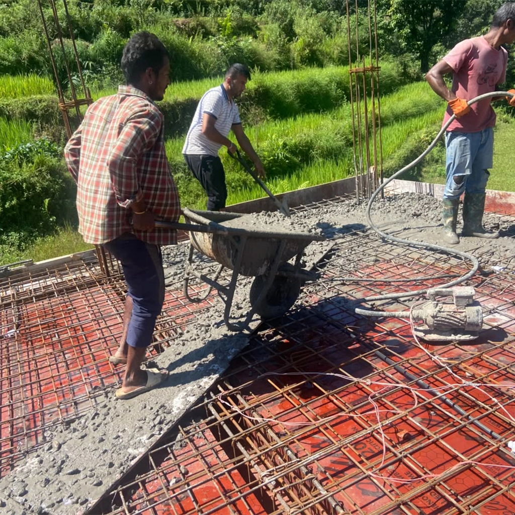 Workers in the construction site of Simpani Health Post
