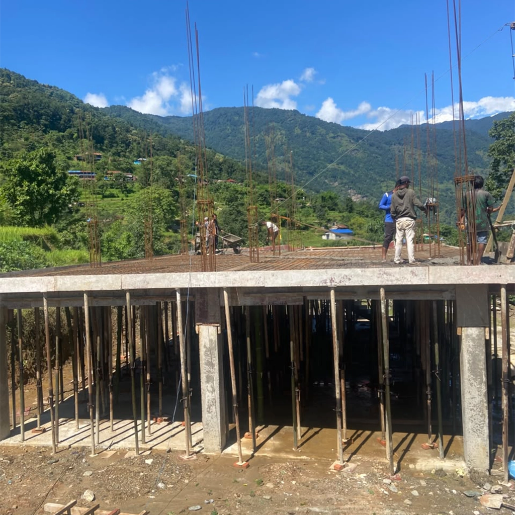 Workers in the construction site of Simpani Health Post
