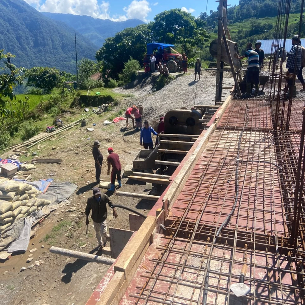 Workers in the construction site of Simpani Health Post